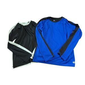 2 Gap Fit Dry Size XL 12-13 Boy Athletic Long Sleeve Shirts Crew Neck Blue Black